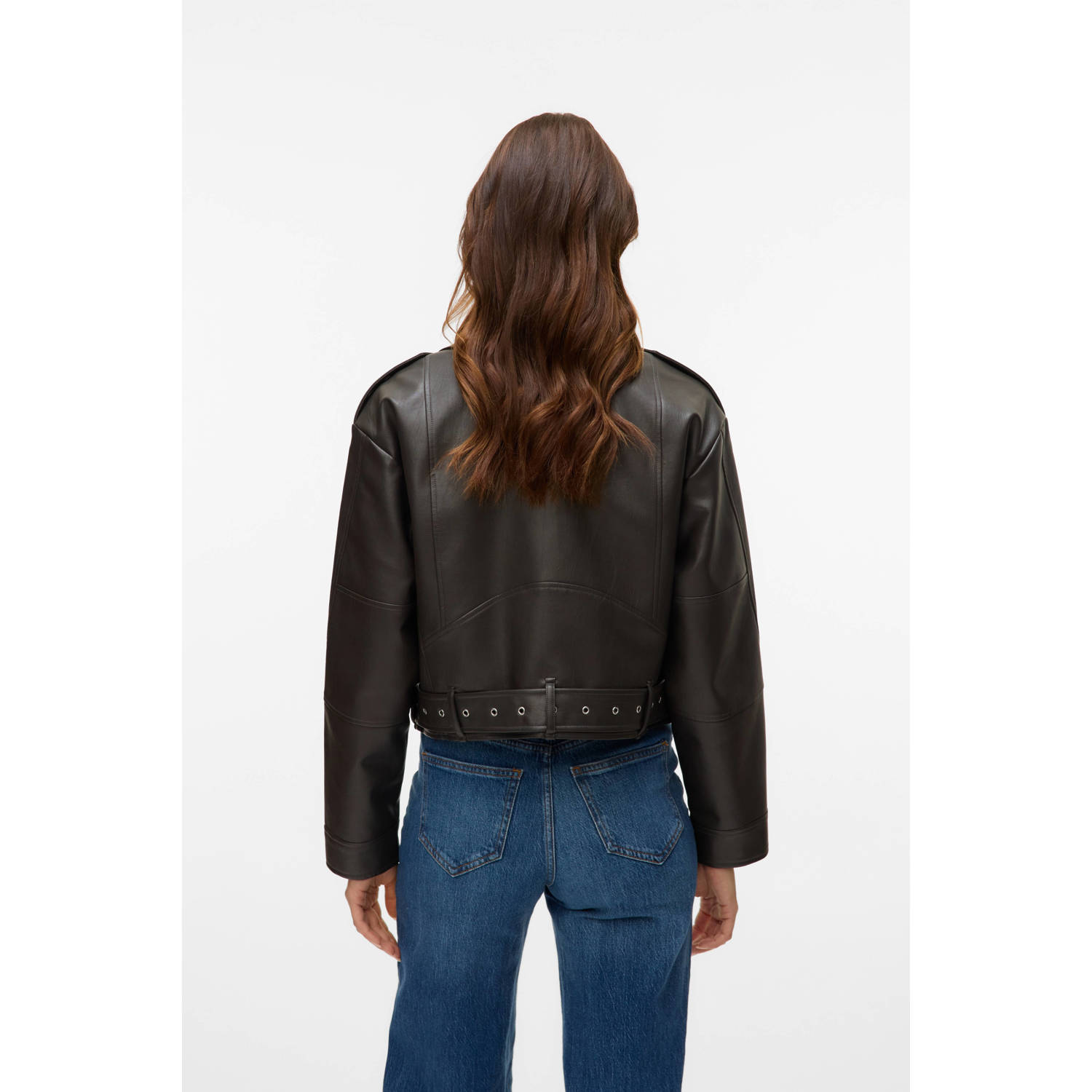 VERO MODA imitatieleren jas antraciet