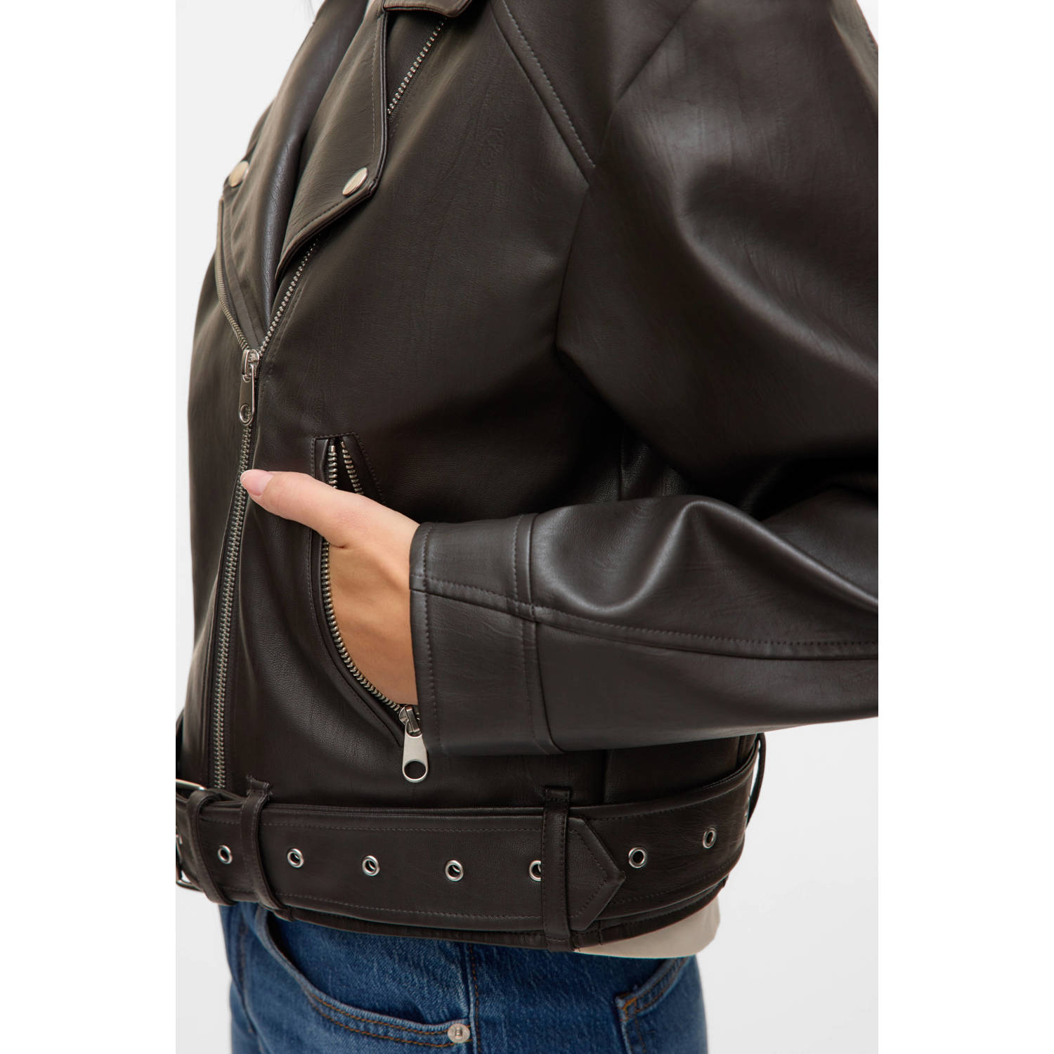 VERO MODA imitatieleren jas antraciet