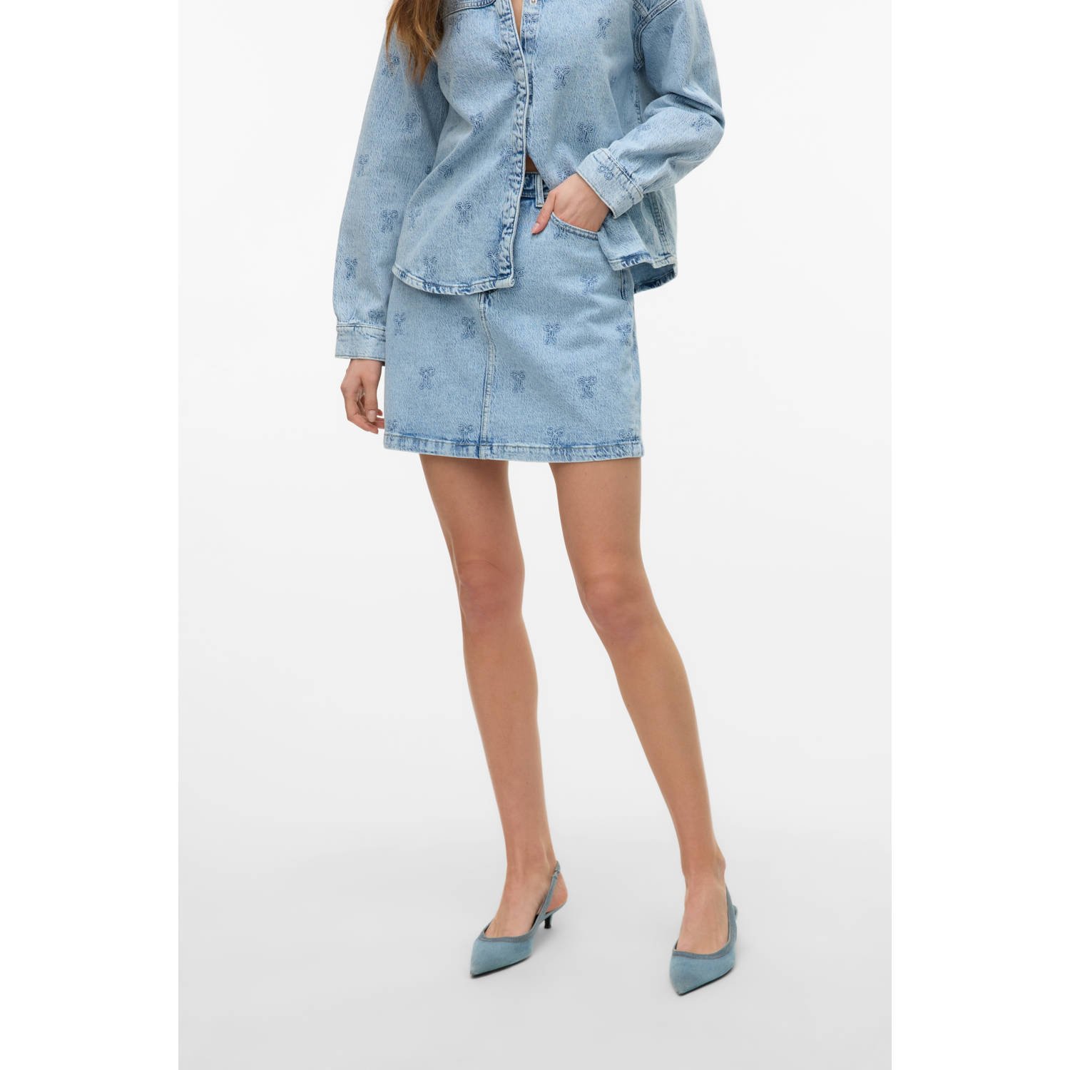 Vero Moda Licht uitlopende jeansrok van katoenmix model 'TESSA'