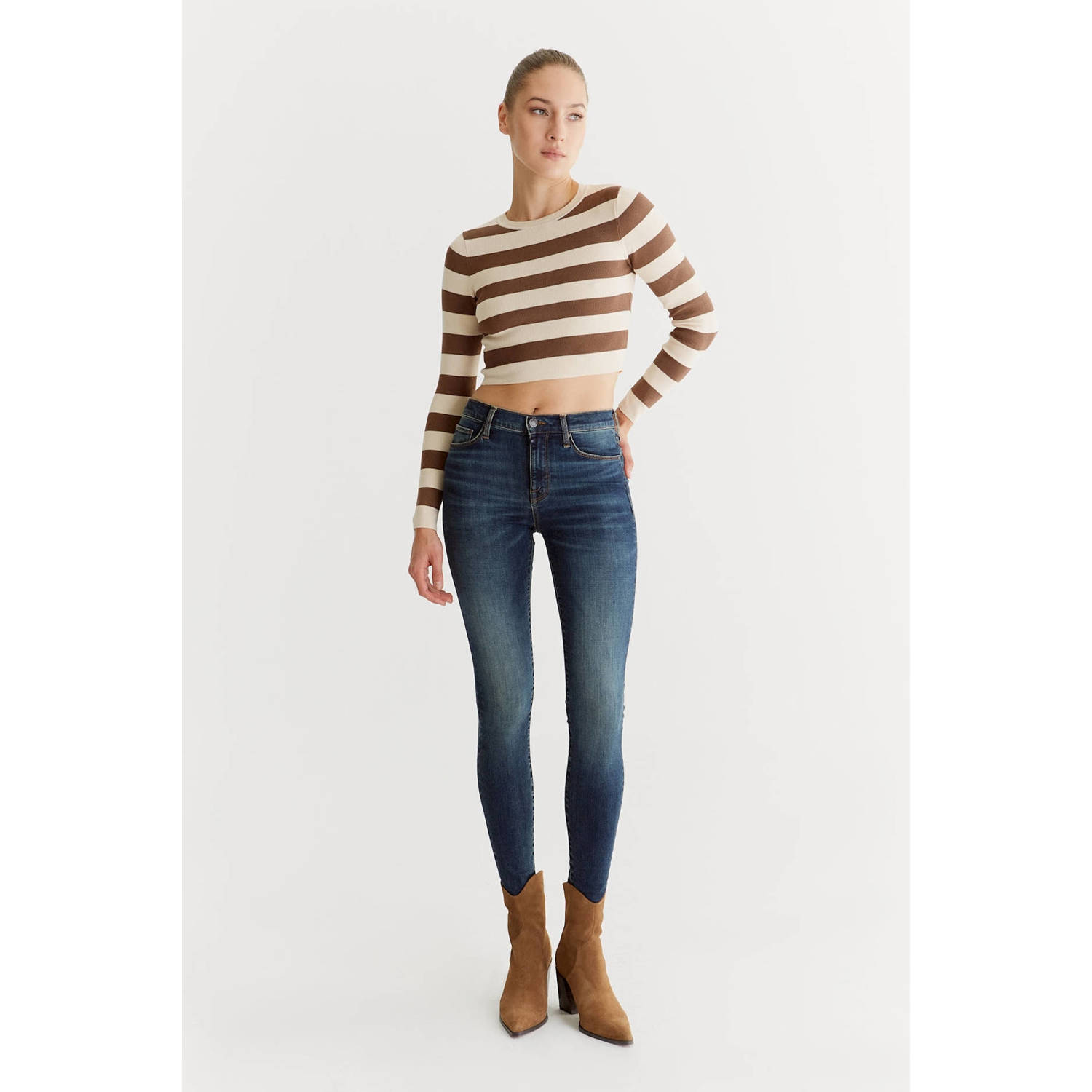 Cup of Joe Denim high waist super skinny jeans medium blue denim
