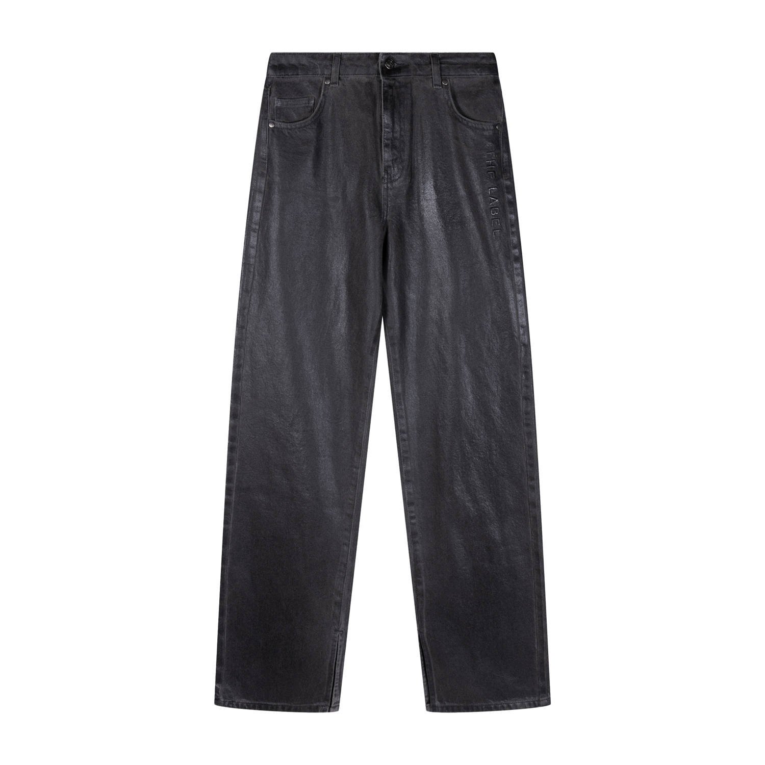 Alix The Label Gecoate Denim Broek met Flatterende Pasvorm Black Dames