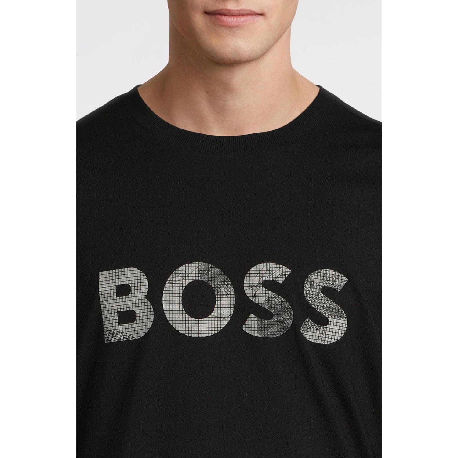 BOSS regular fit T-shirt met logo zwart