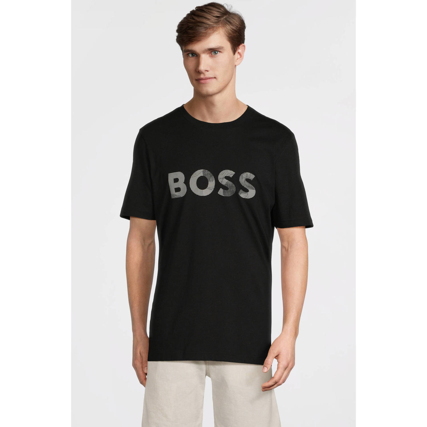 BOSS Green T-shirt met logoprint en ronde hals
