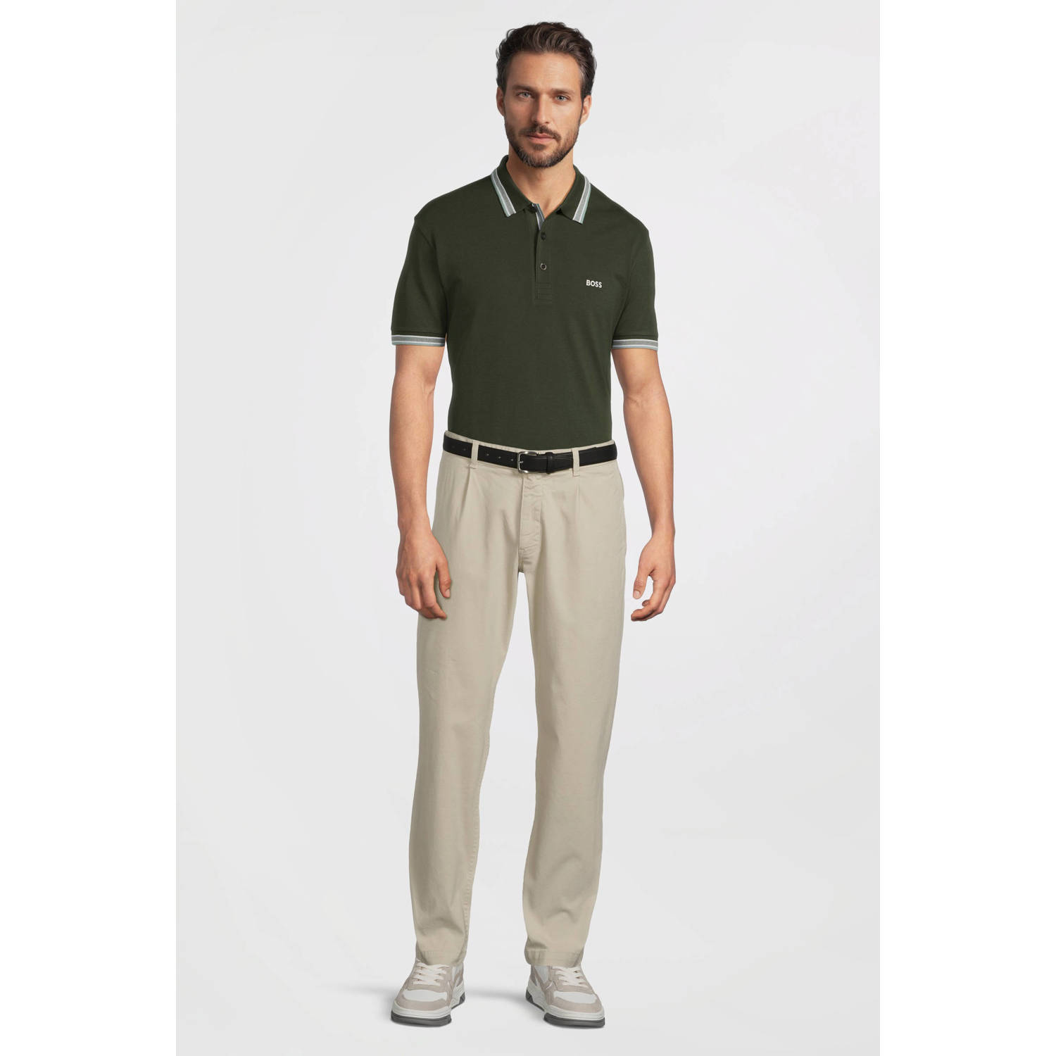 BOSS GREEN Poloshirt PADDY met contrasterende strepen aan de kraag