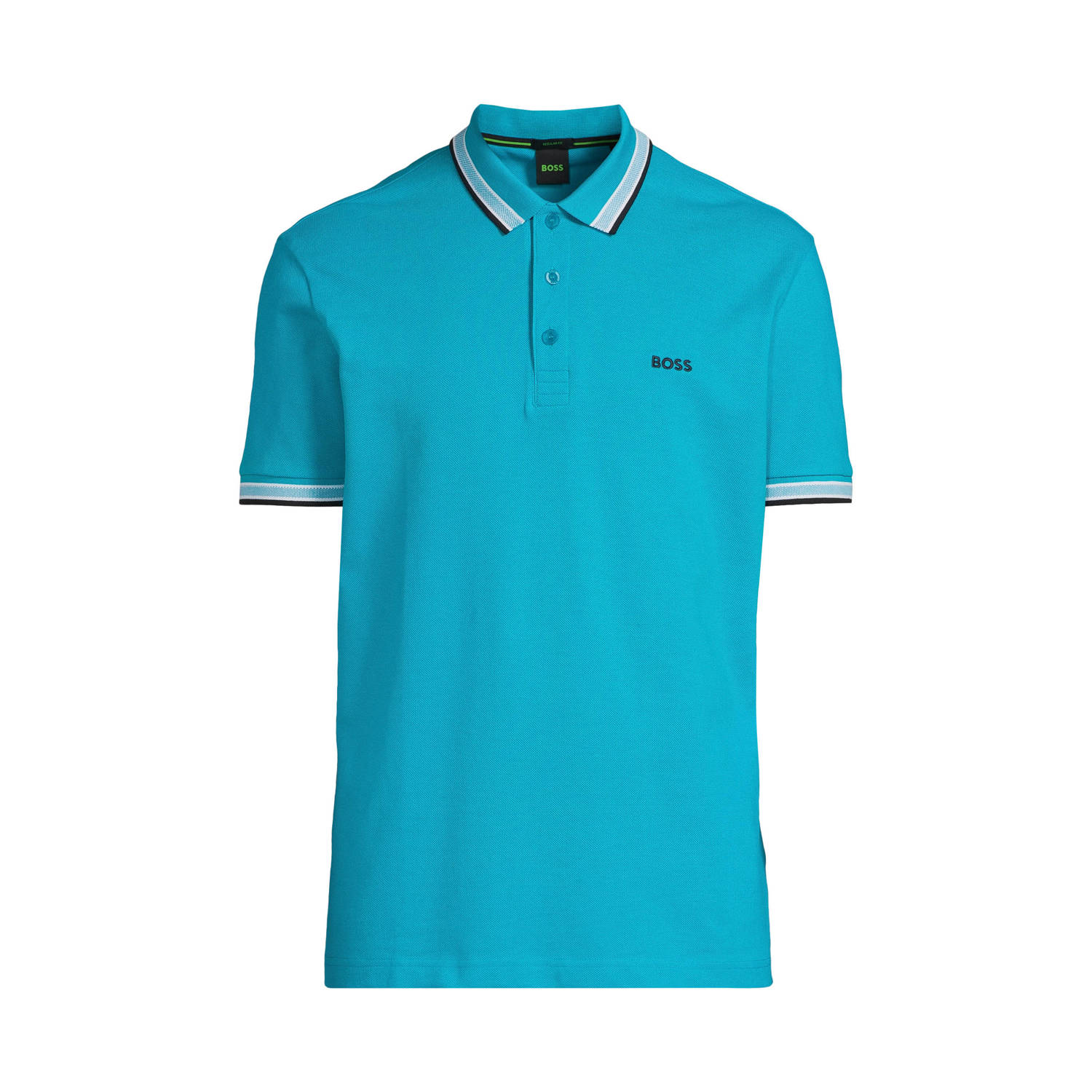 BOSS regular fit polo Paddy met contrastbies pastel blue
