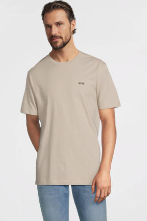 regular fit T-shirt open beige