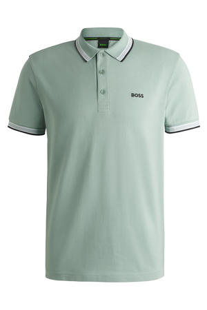 regular fit polo Paddy met contrastbies open green