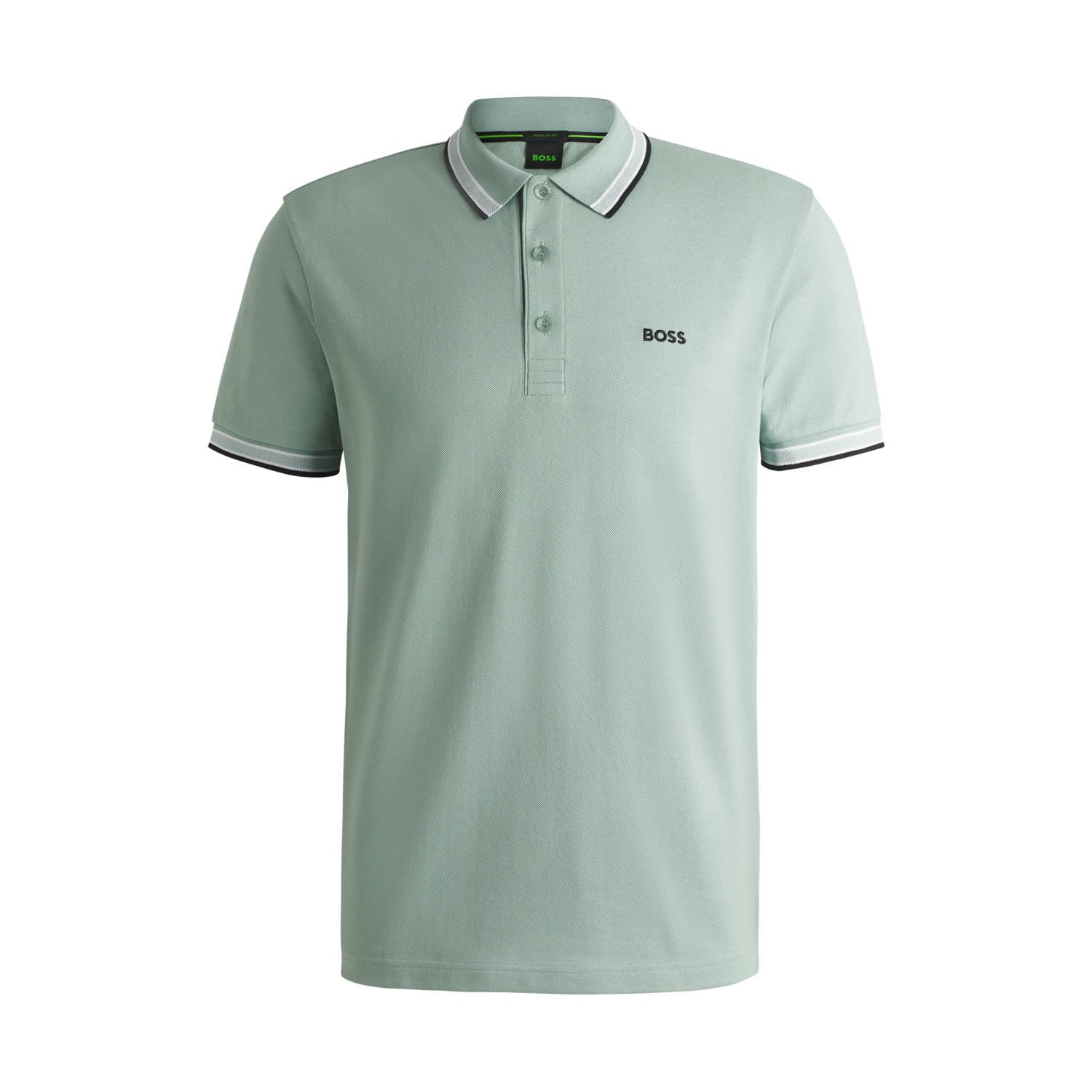 BOSS regular fit polo Paddy met contrastbies open green