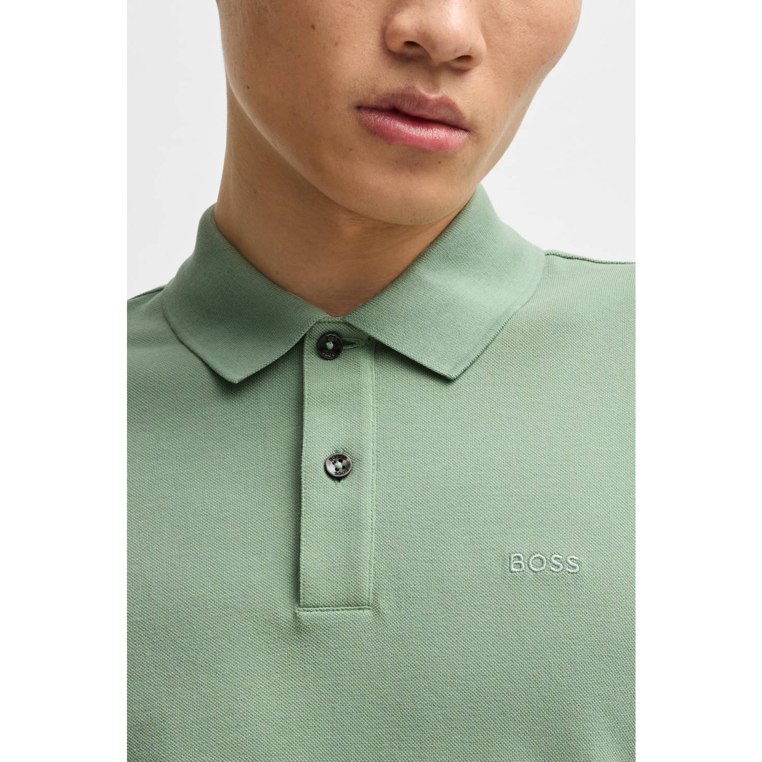 BOSS slim polo PALLAS groen