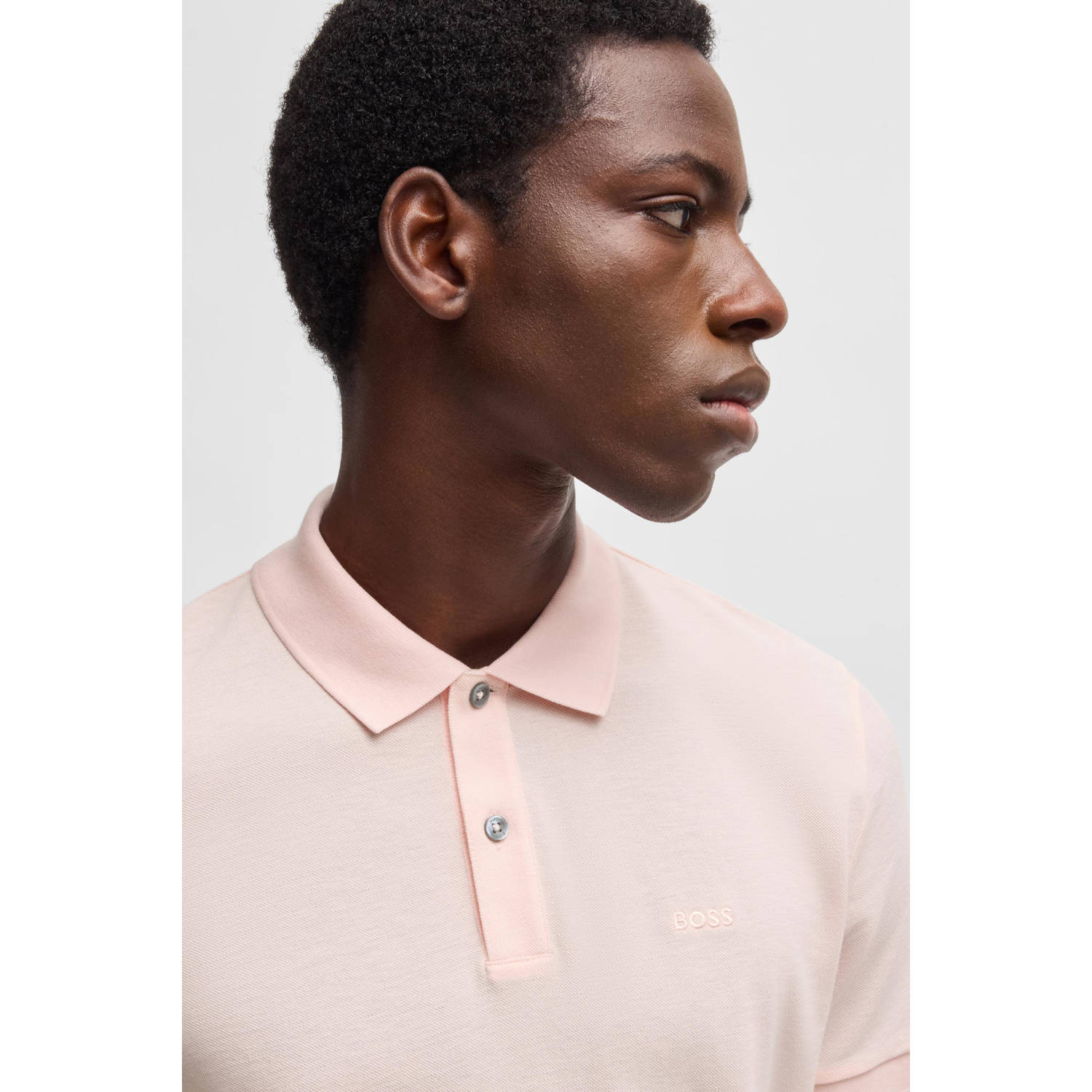 BOSS slim polo PALLAS lichtroze