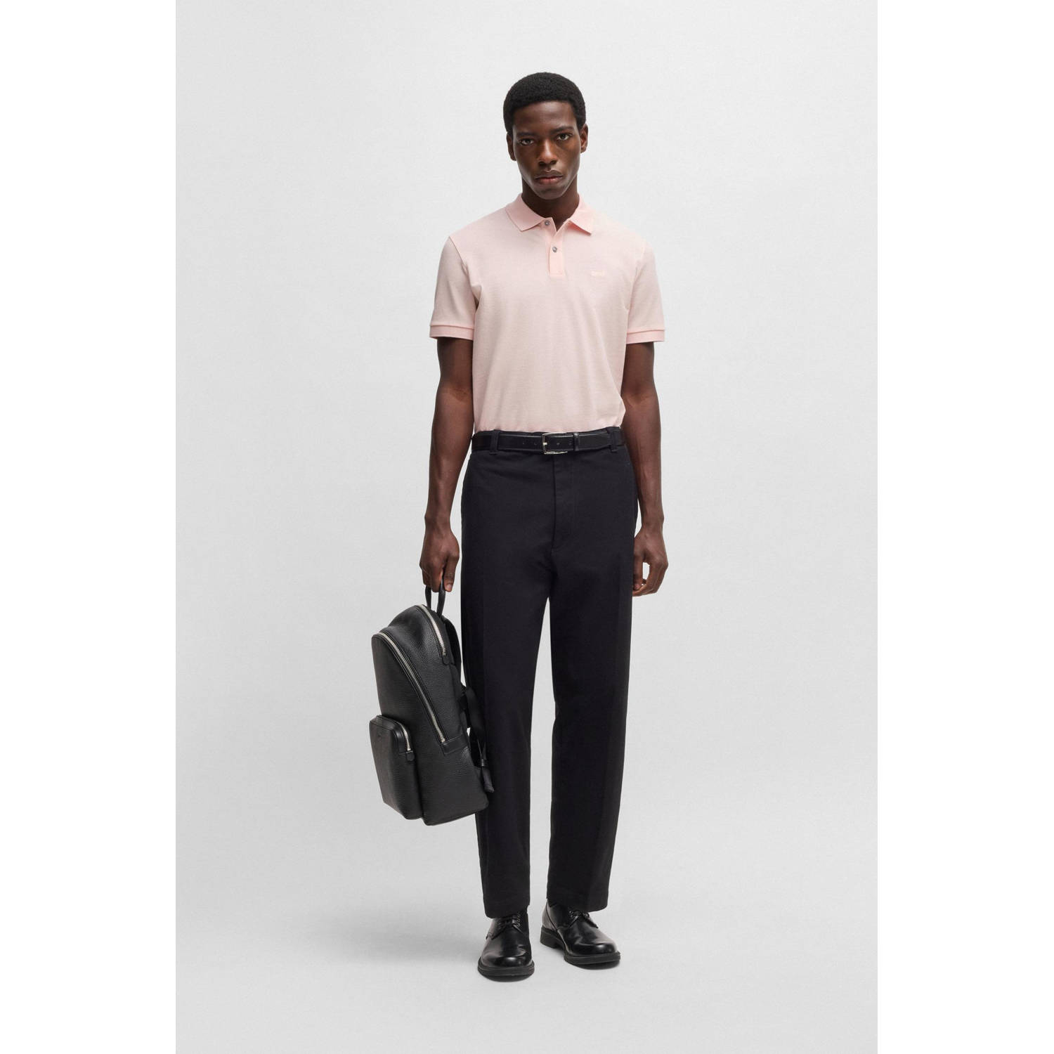 BOSS slim polo PALLAS lichtroze