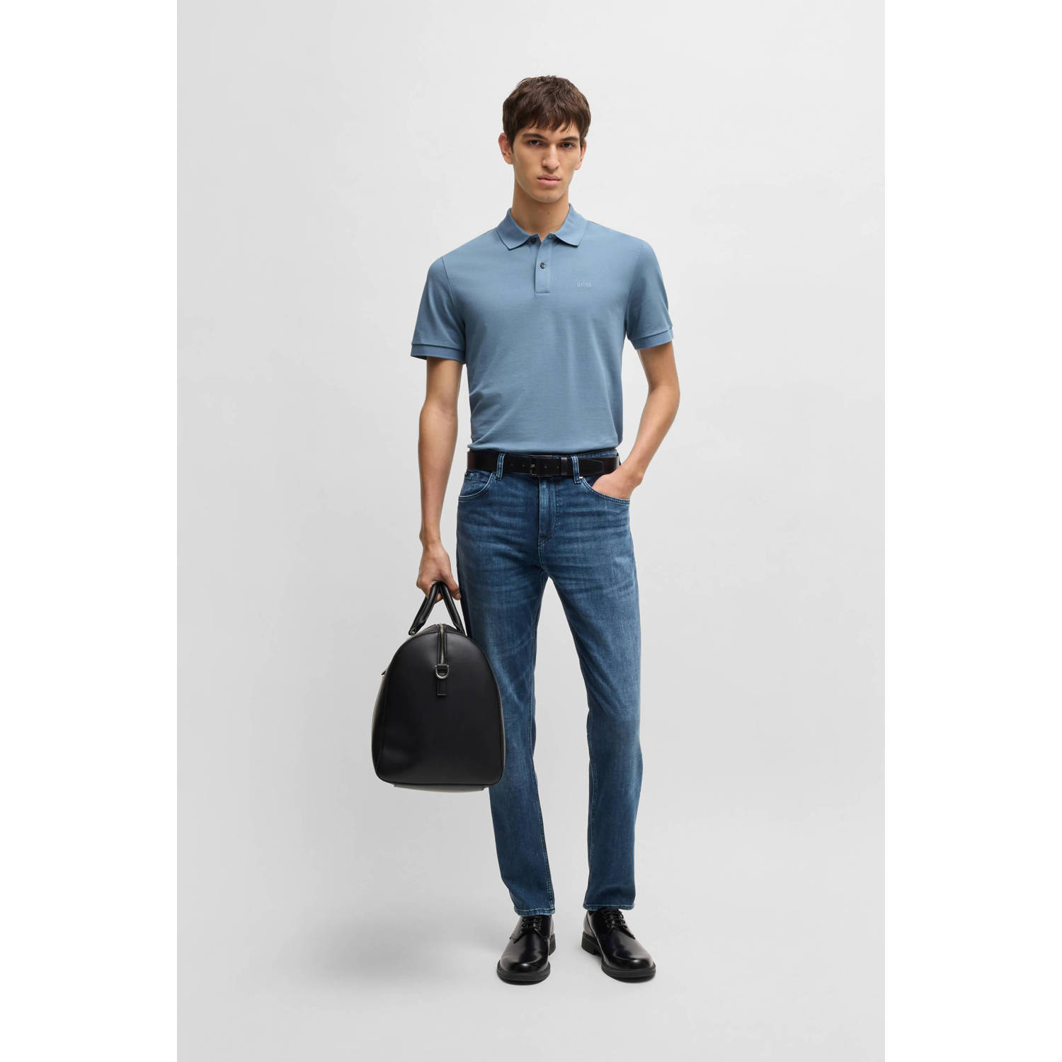 BOSS slim polo blauw