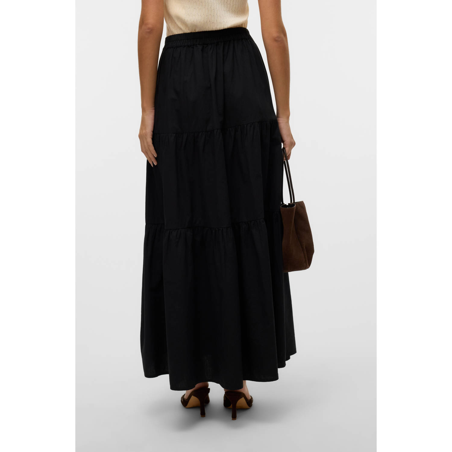 VERO MODA midi rok zwart