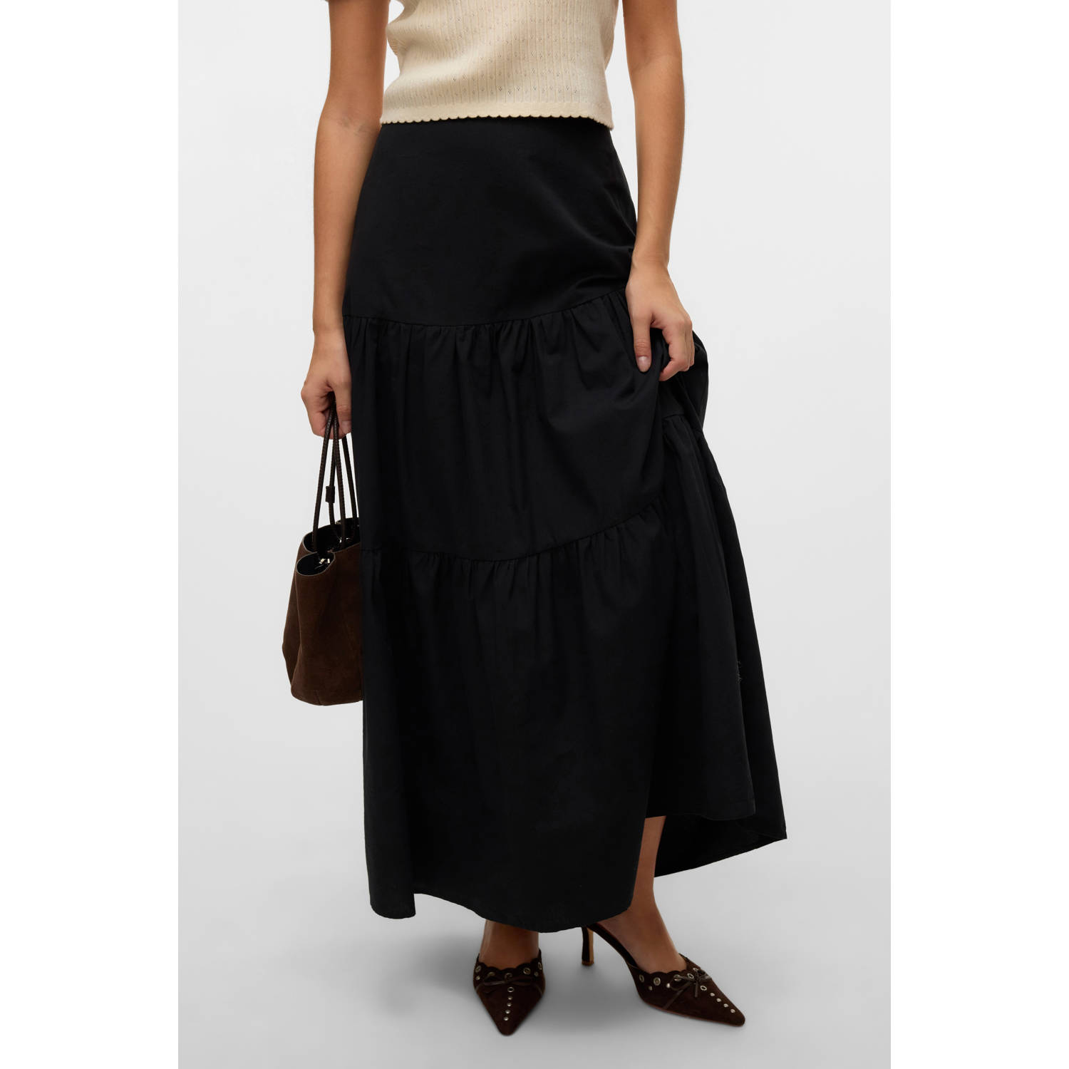 VERO MODA midi rok zwart