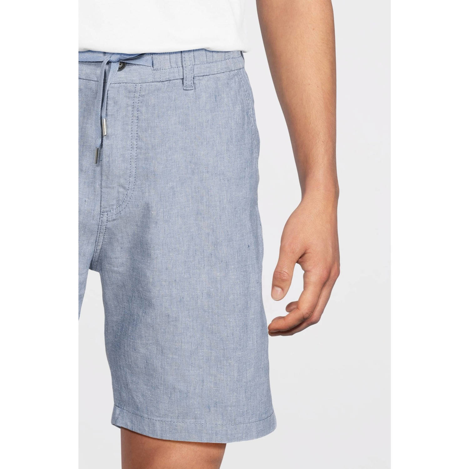 BOSS linnen tapered chino short lichtblauw