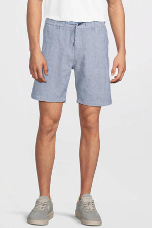 linnen tapered chino short lichtblauw