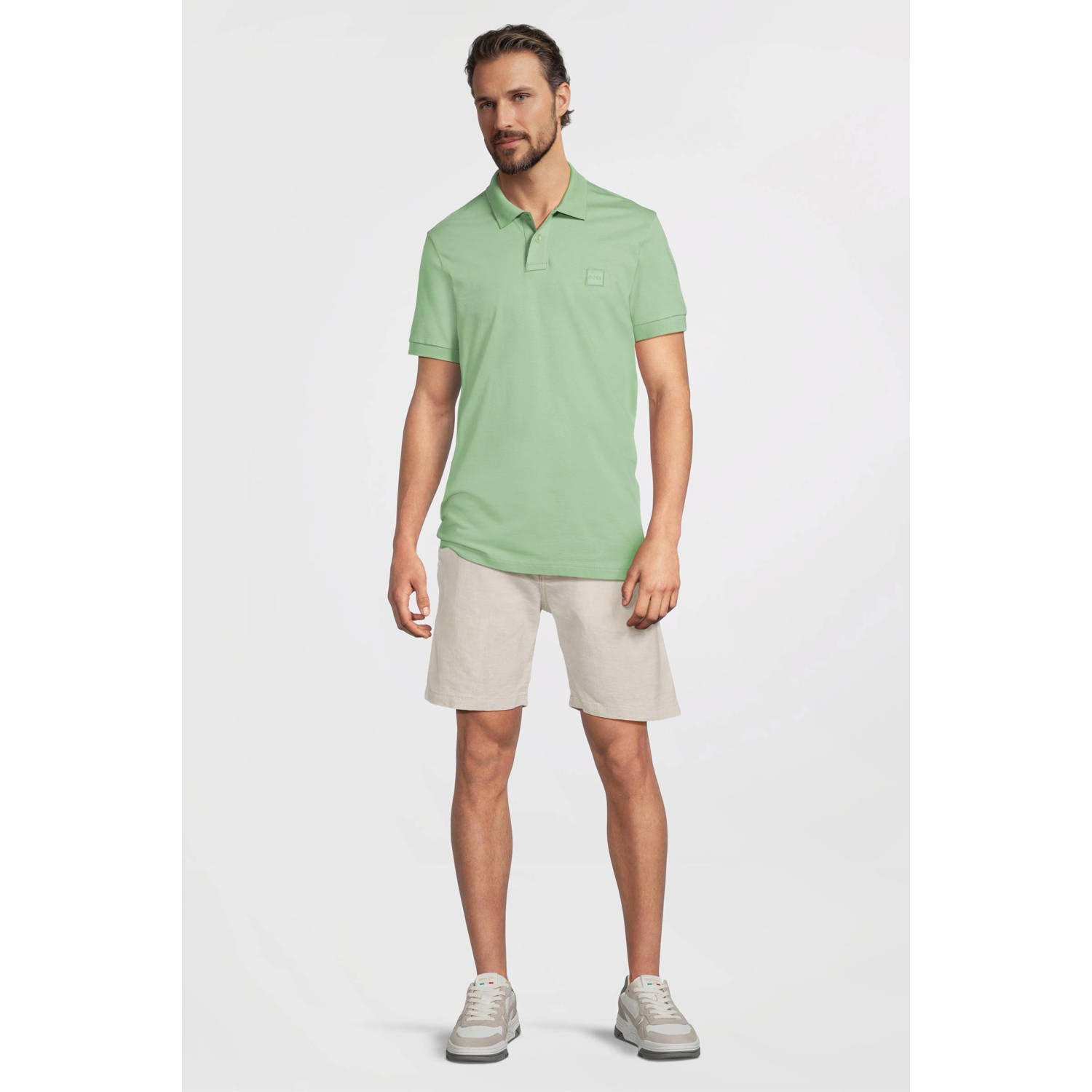 BOSS linnen tapered chino short ecru