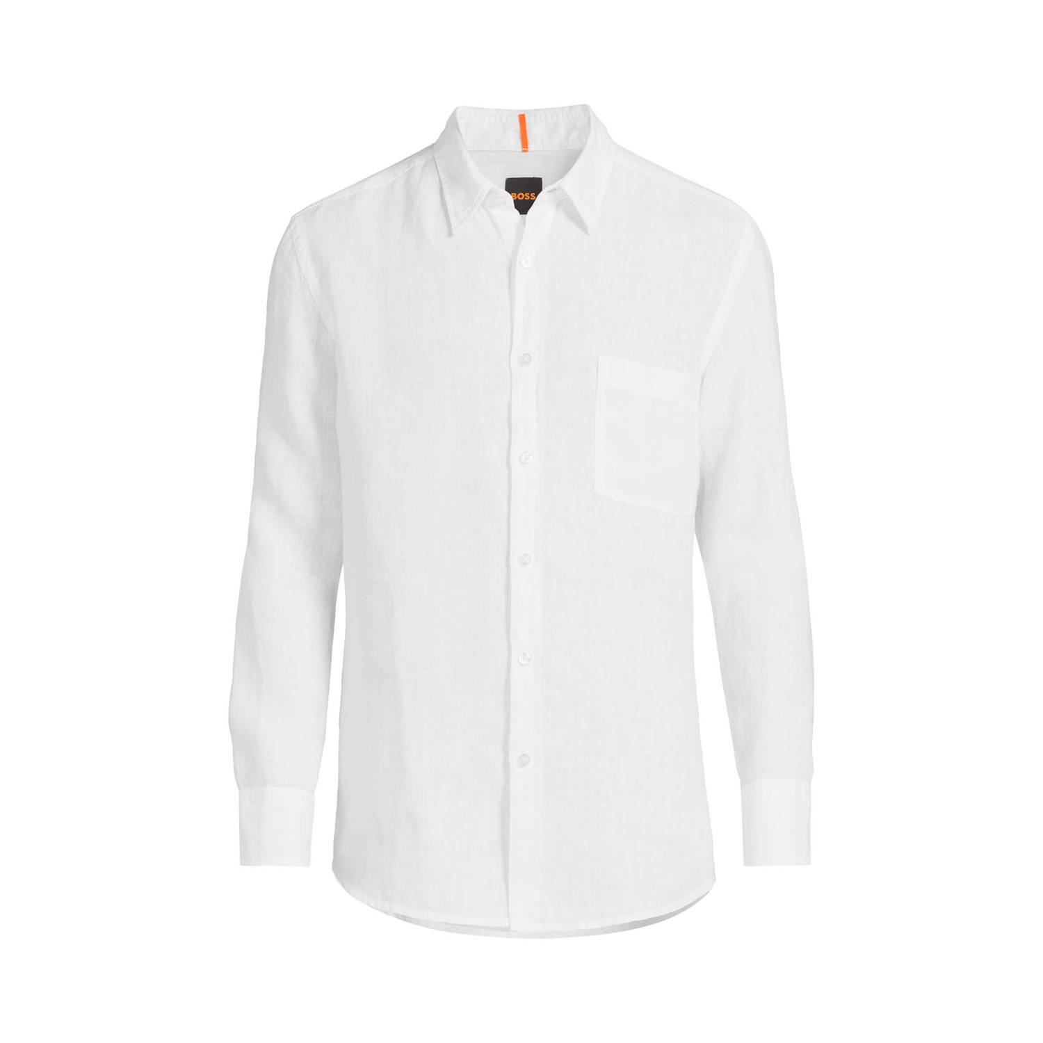 BOSS regular fit linnen overhemd wit