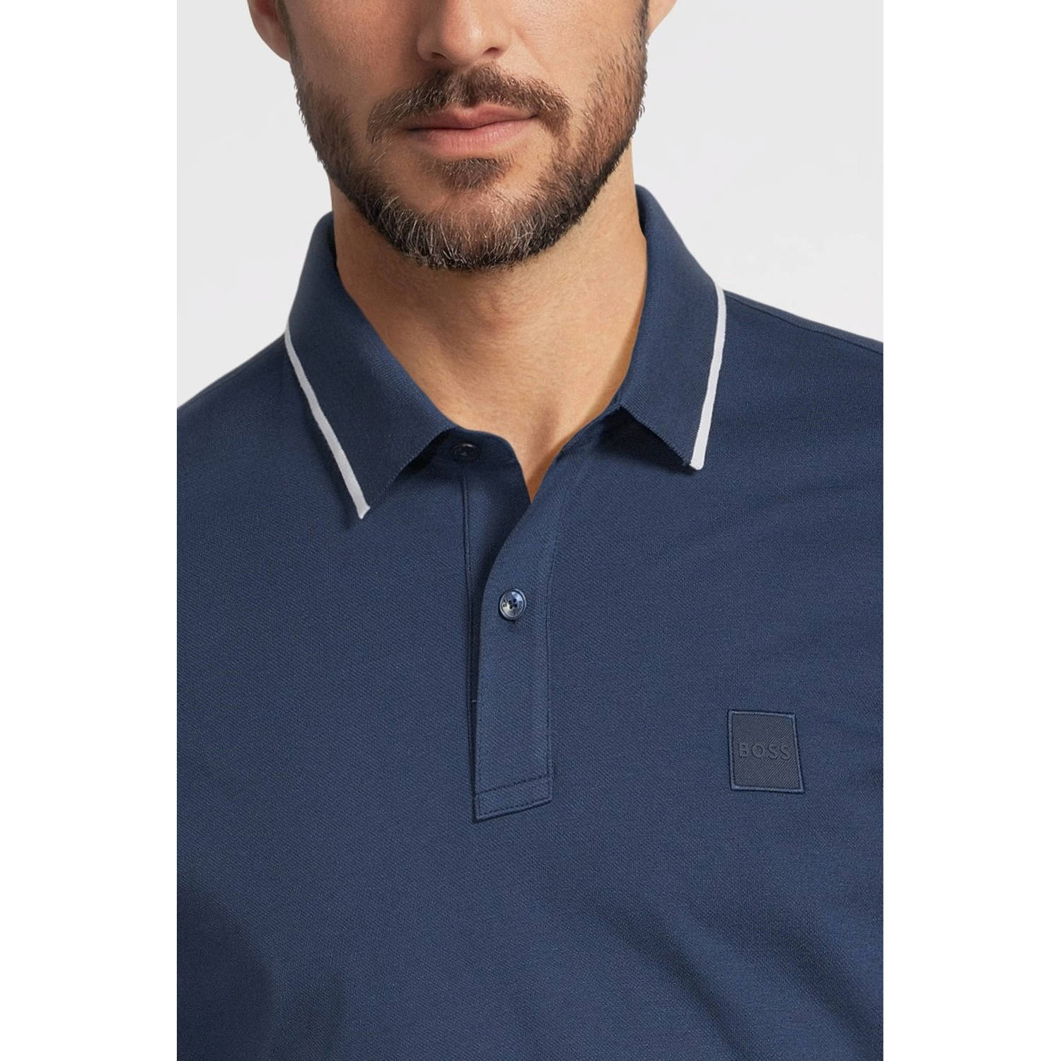 BOSS slim polo donkerblauw