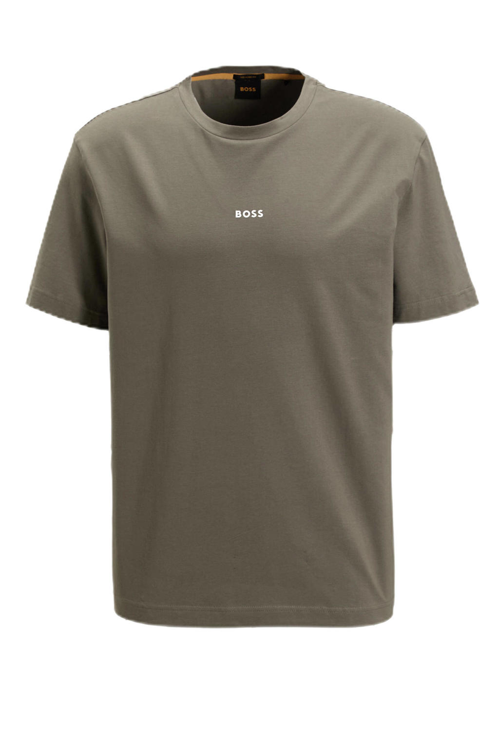 Beige heren BOSS regular T-shirt TChup van katoen met logo dessin, korte mouwen en ronde hals