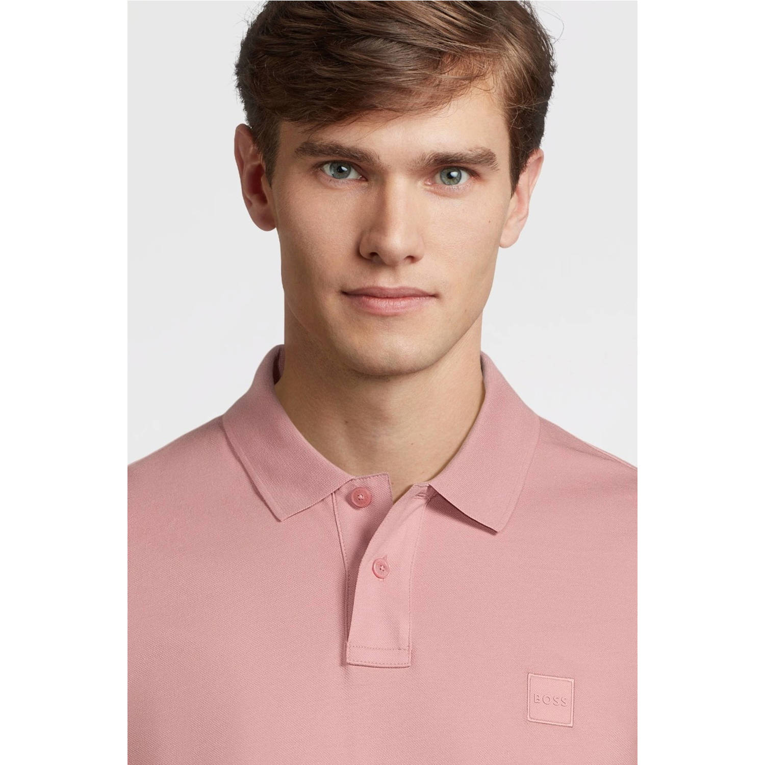 BOSS slim fit polo PASSENGER open pink