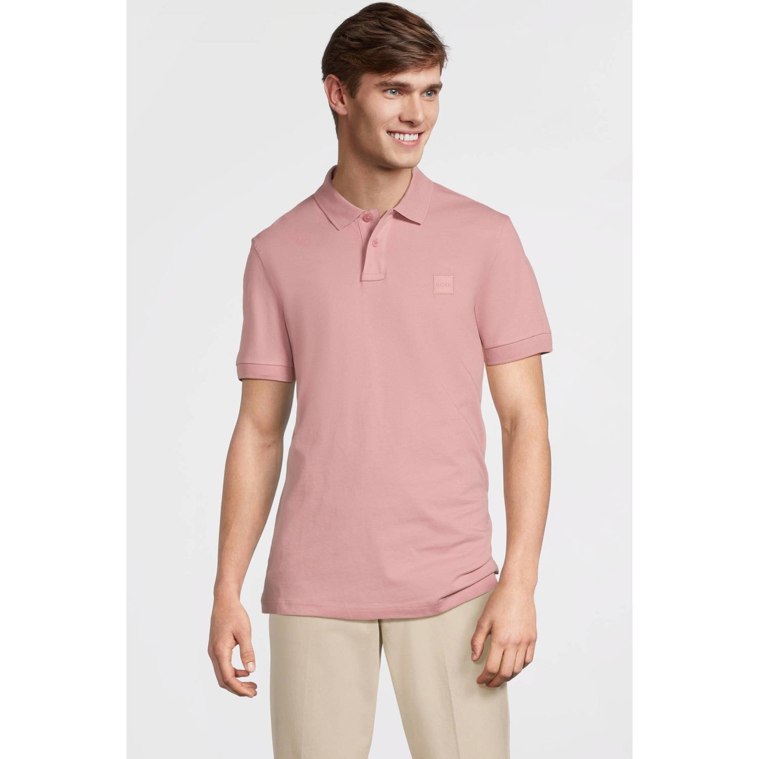 BOSS slim fit polo PASSENGER open pink