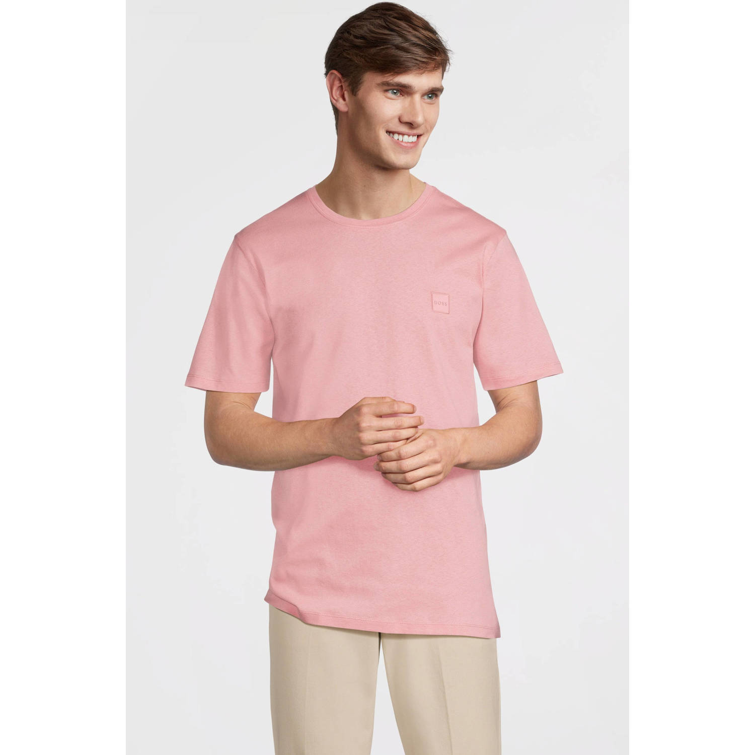 BOSS regular fit T-shirt TALES open pink