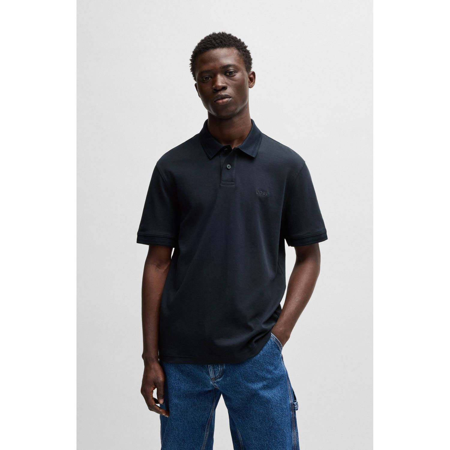 Boss Orange Regular fit poloshirt met labelstitching model 'Interlock'