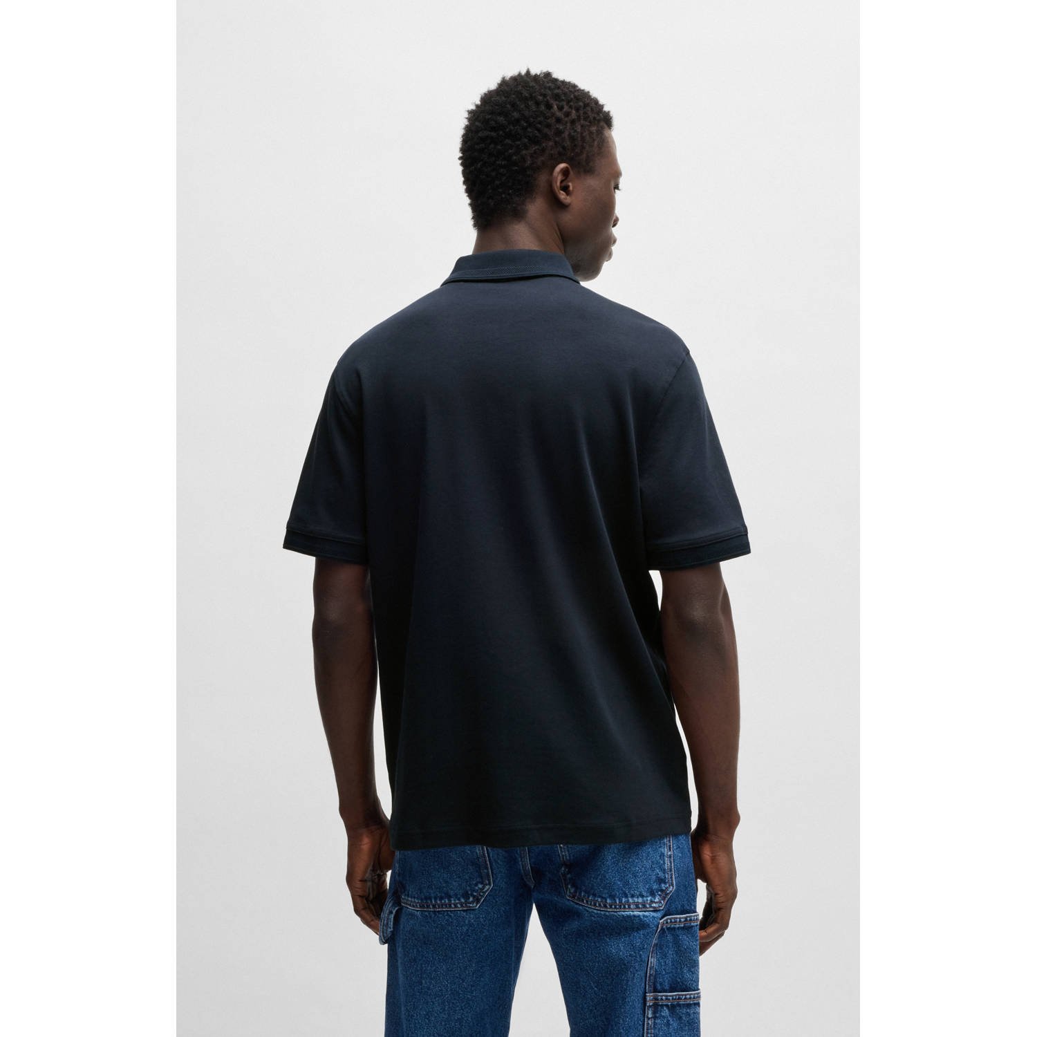 BOSS regular polo donkerblauw