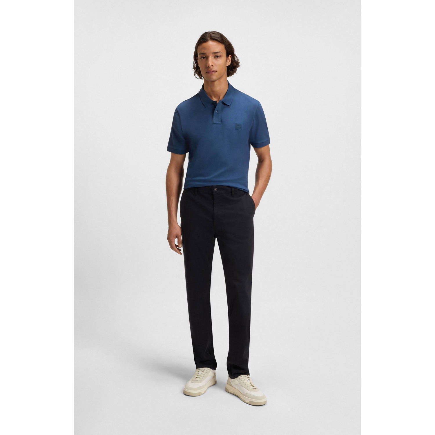 BOSS slim fit polo PASSENGER blauw