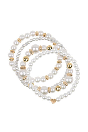 armband met parels - goudkleurig (set van 4)