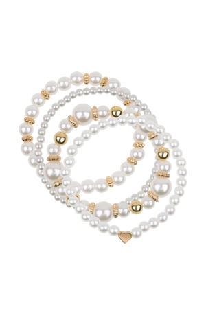 armband met parels - goudkleurig (set van 4)