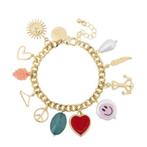 armband met bedels goudkleurig
