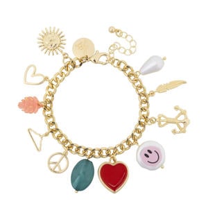 armband met bedels goudkleurig