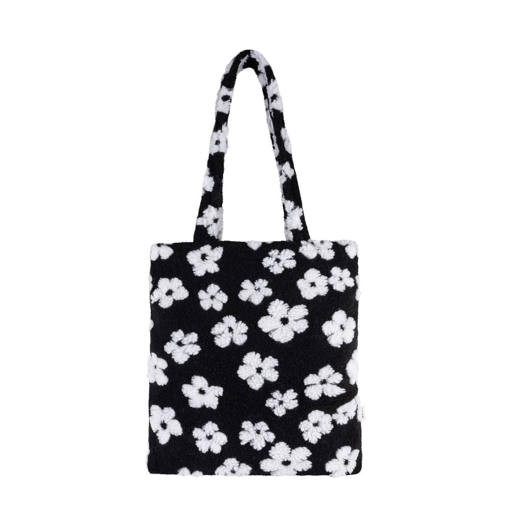 Life of Bulu teddy shopper met bloemenprint zwart/wit