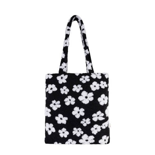 Life of Bulu teddy shopper met bloemenprint zwart/wit afbeelding