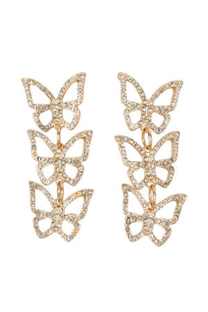 oorbellen met strass goudkleurig