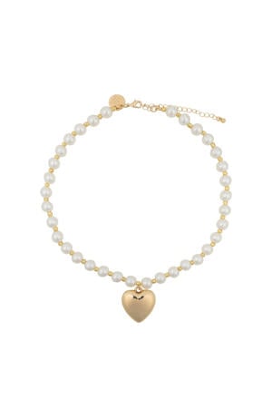 parelketting met hart goudkleurig