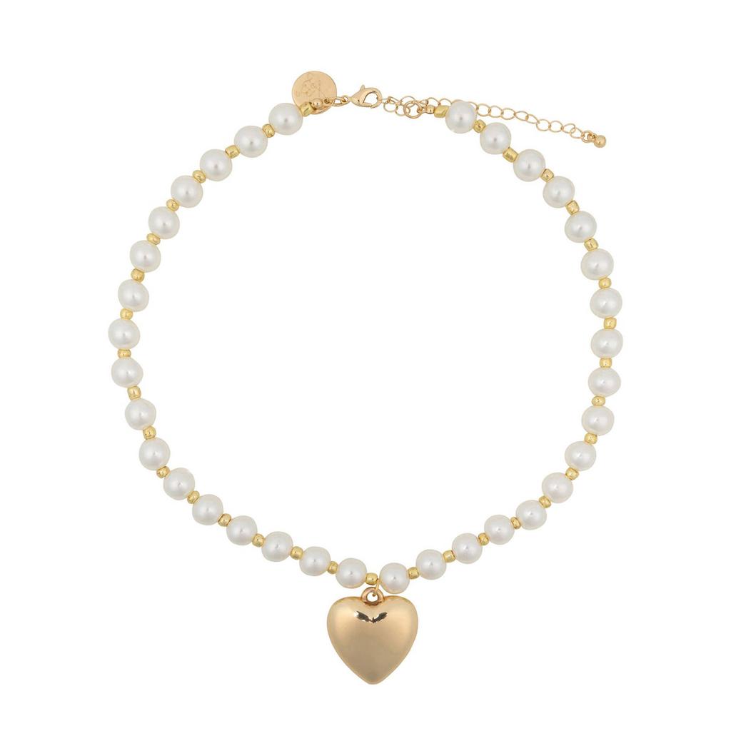 Life of Bulu parelketting met hart goudkleurig