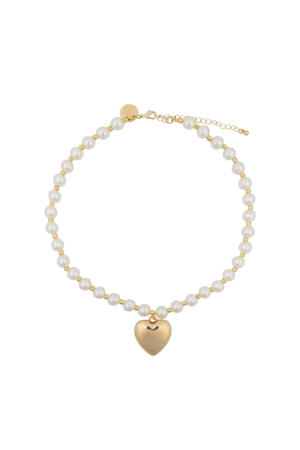 parelketting met hart goudkleurig