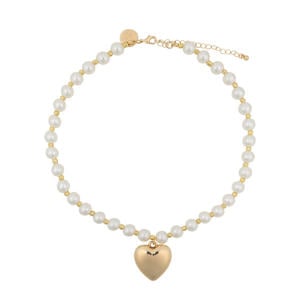 parelketting met hart goudkleurig