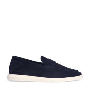 suède loafers donkerblauw