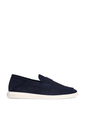 suède loafers donkerblauw