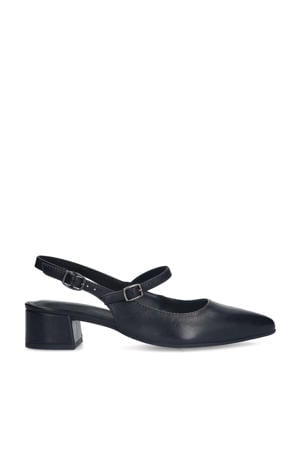 leren slingback pumps zwart