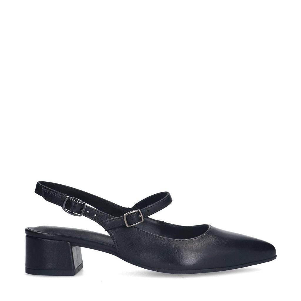 Zwarte dames No Stress leren slingback pumps met gesp