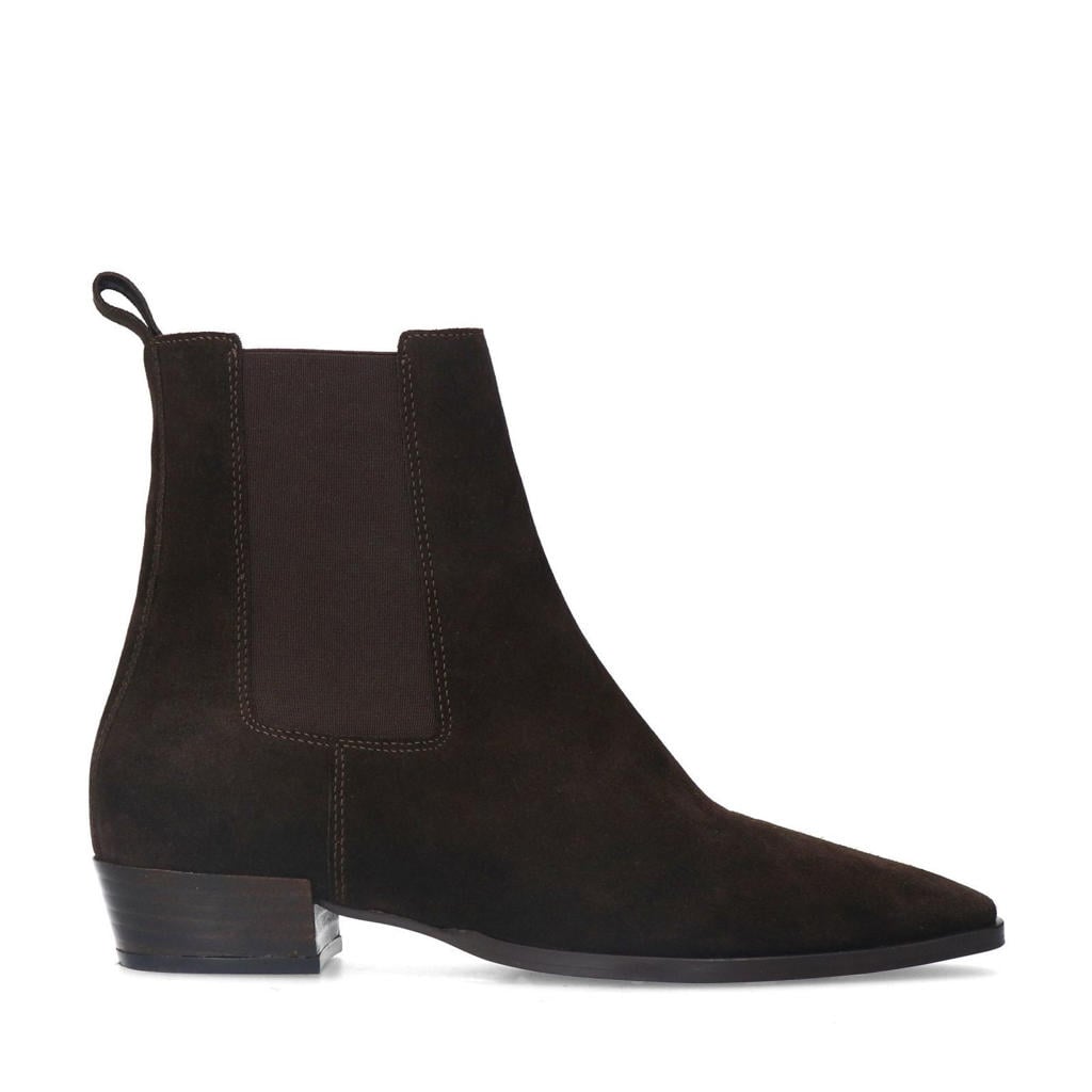 Donkerblauwe dames Manfield suède chelsea boots met elastische inzet