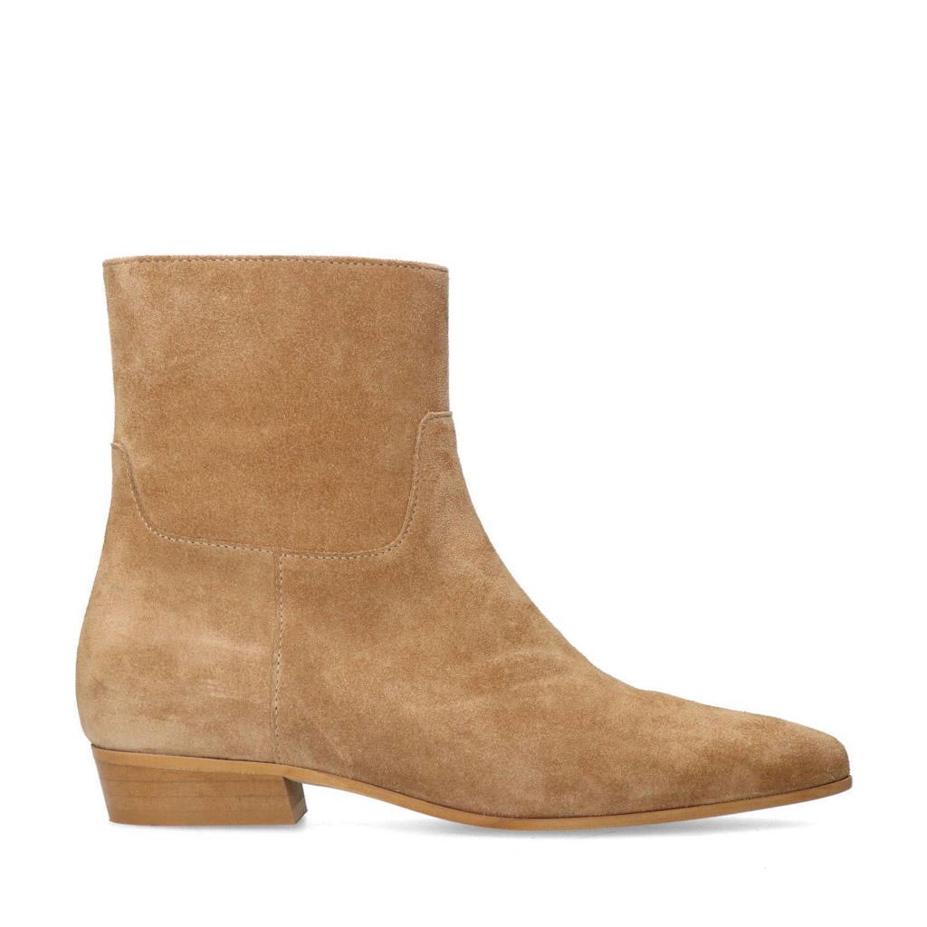 Camelkleurige dames Manfield suède enkellaarzen met ritssluiting