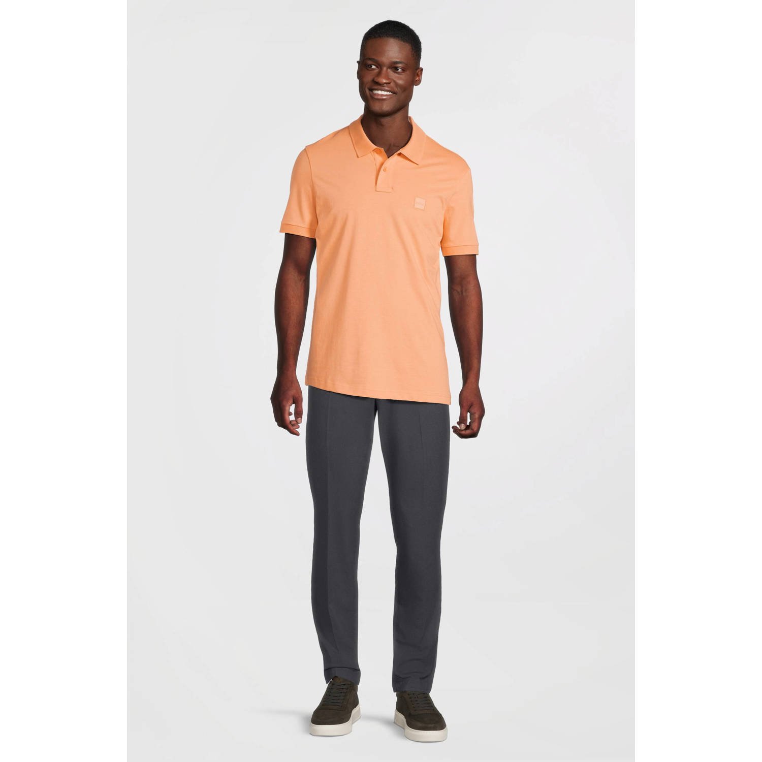BOSS slim fit polo PASSENGER oranje