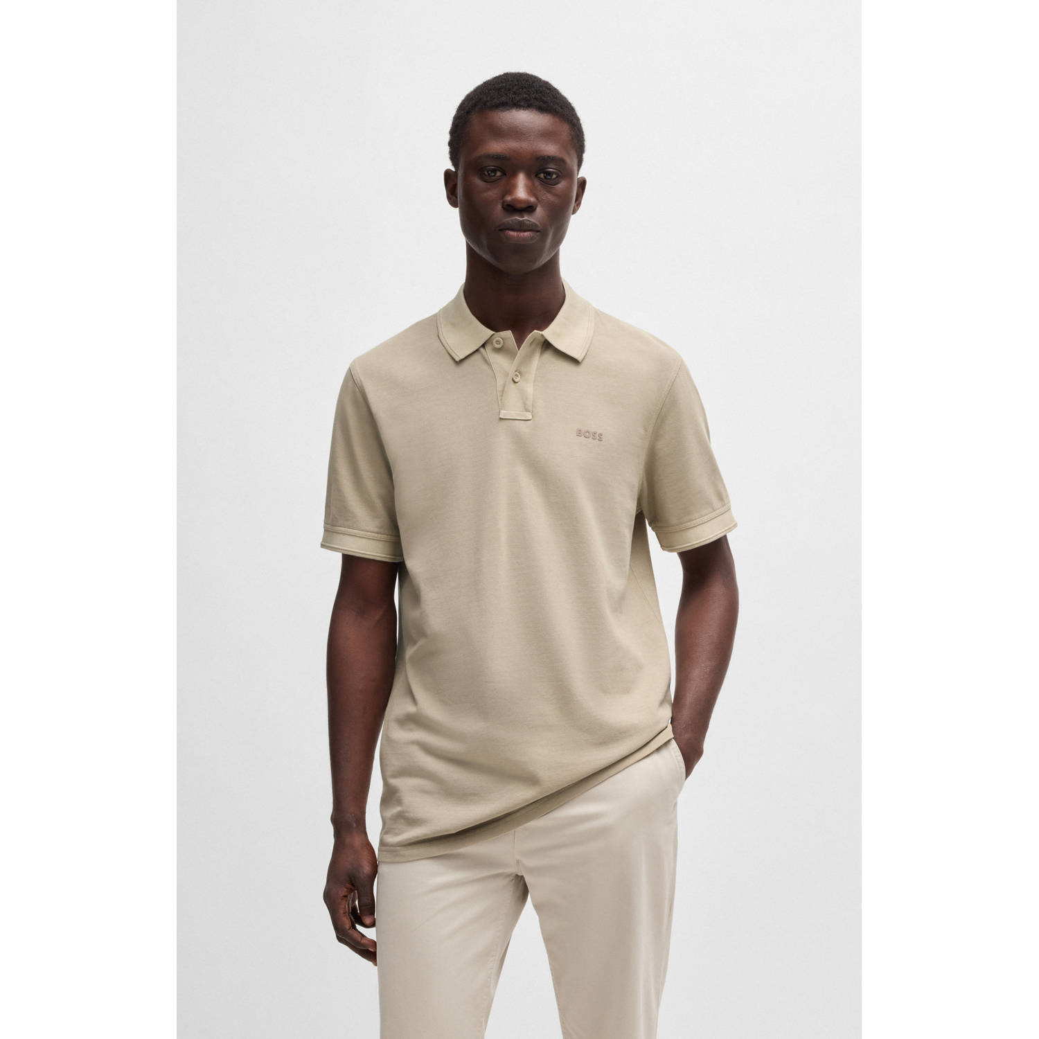 Boss Orange Slim fit poloshirt met labelprint model 'Prime'