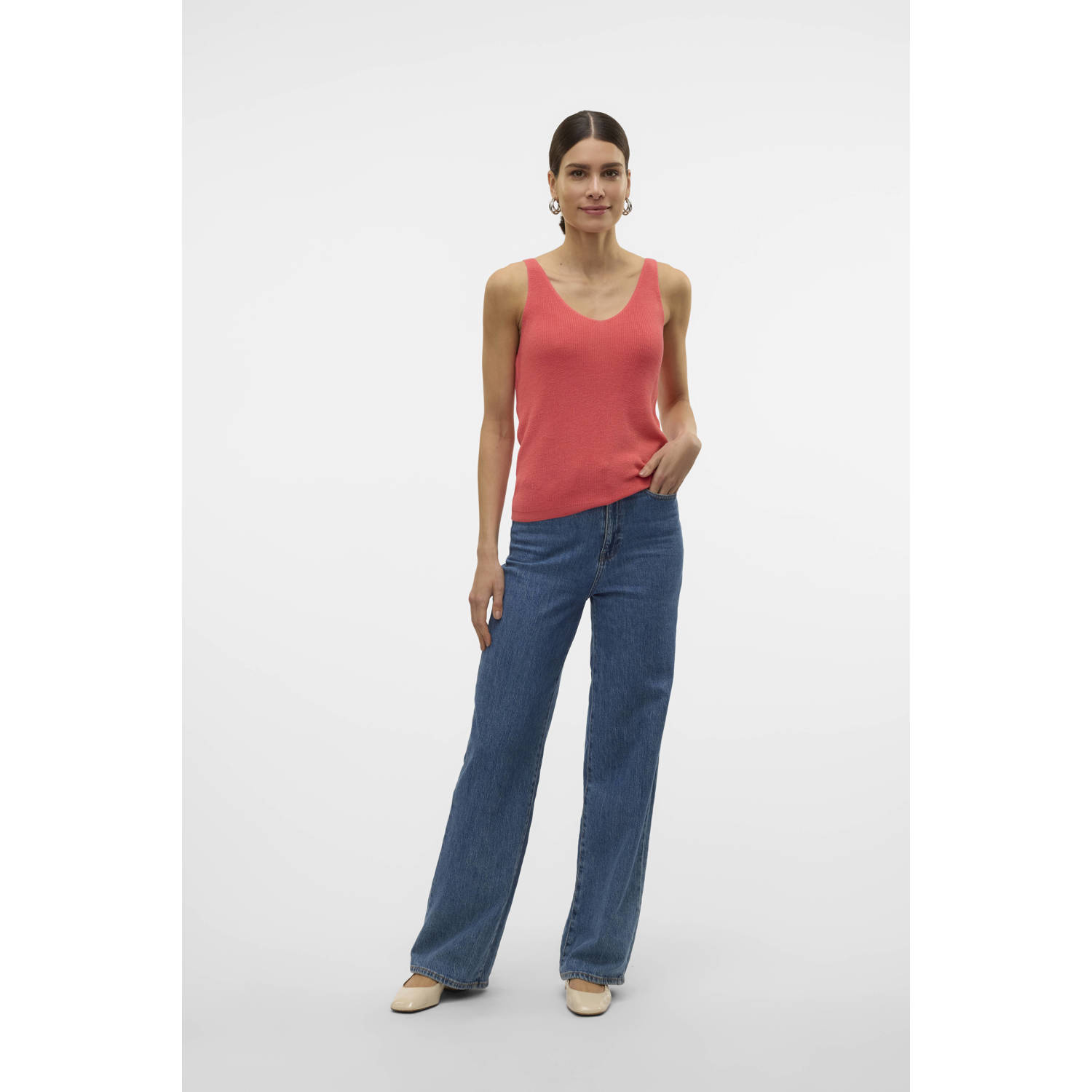 VERO MODA mouwloze top rosé gebreid